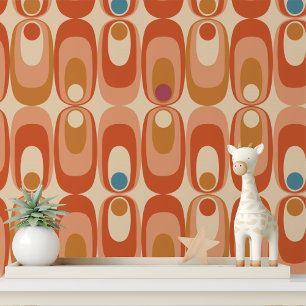 Retro 70s Abstract Geometric Pattern Wallpaper
