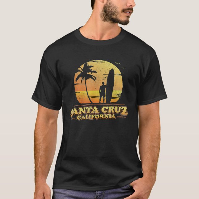 Retro 70s and 80s Santa Cruz California Surfing T-Shirt (Front)