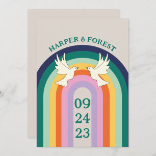 Retro 70s Arch Rainbow  Invitation