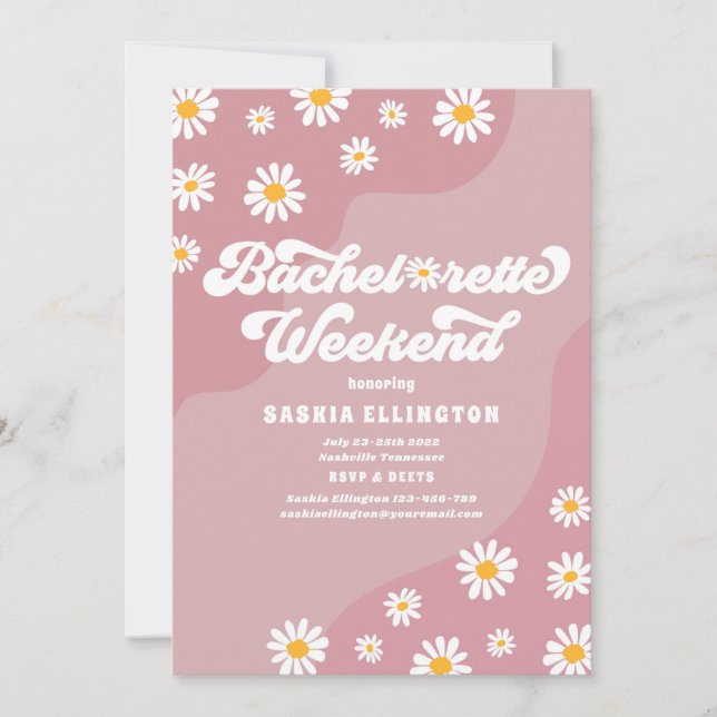 Retro 70s Bachelorette Weekend Itinerary Invitation (Front)