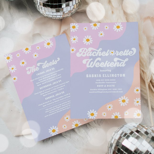 Retro 70s Bachelorette Weekend Itinerary Invitation (Creator Uploaded)