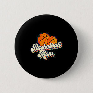 Retro 70s basketball mum cute player mama team spo 6 cm round badge