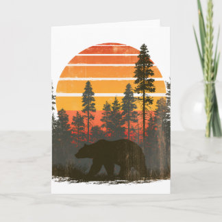 Retro 70s Bear in the Forest   Card