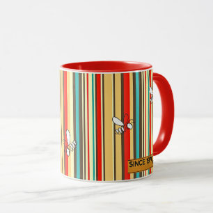 Retro 70s Bee Stripes Coffee Mug