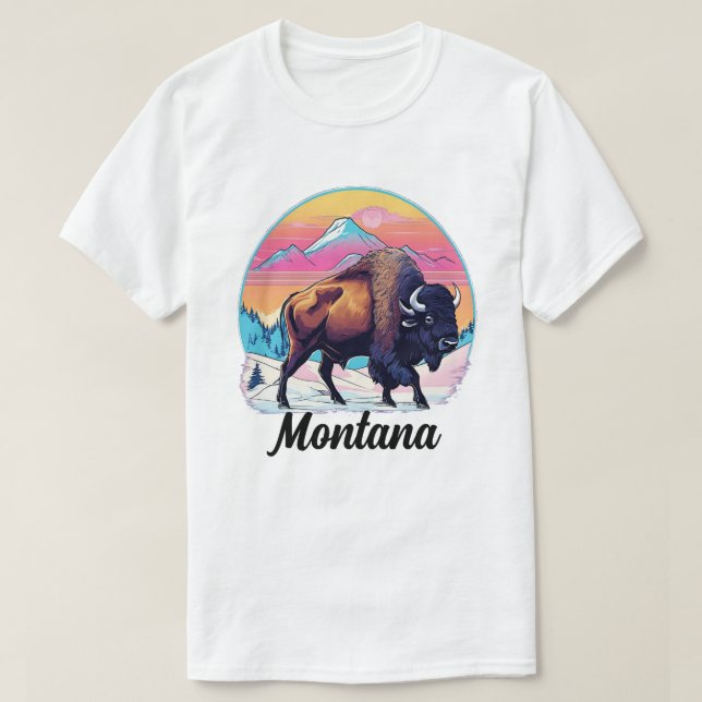 Retro 70s Bison Design T-Shirt (Design Front)