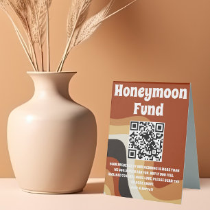 Retro 70s Bohemian Wedding QR Code Honeymoon Fund