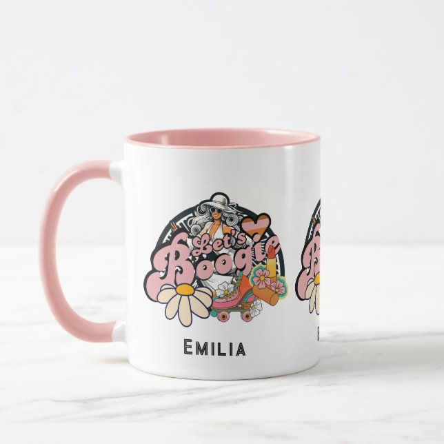 Retro 70s Boogie Disco Dancing Bridal Bachelorette Mug (Left)