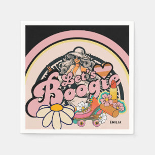 Retro 70s Boogie Disco Dancing Bridal Bachelorette Napkin