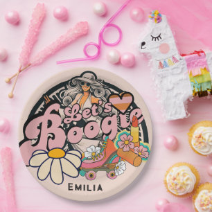 Retro 70s Boogie Disco Dancing Bridal Bachelorette Paper Plate