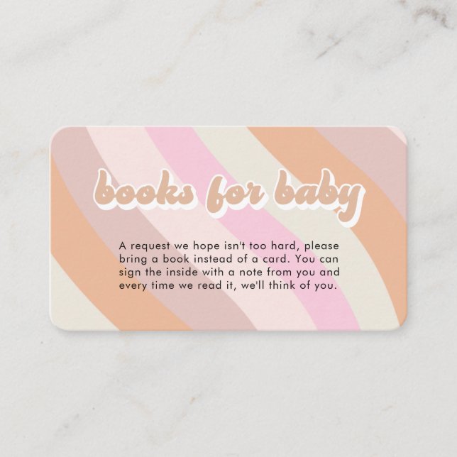 Retro 70s Books for Baby Shower Enclosure Card (Front)