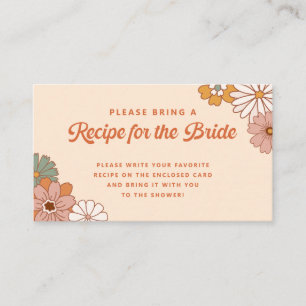 Retro 70s Bridal Shower Recipe Enclosure Card
