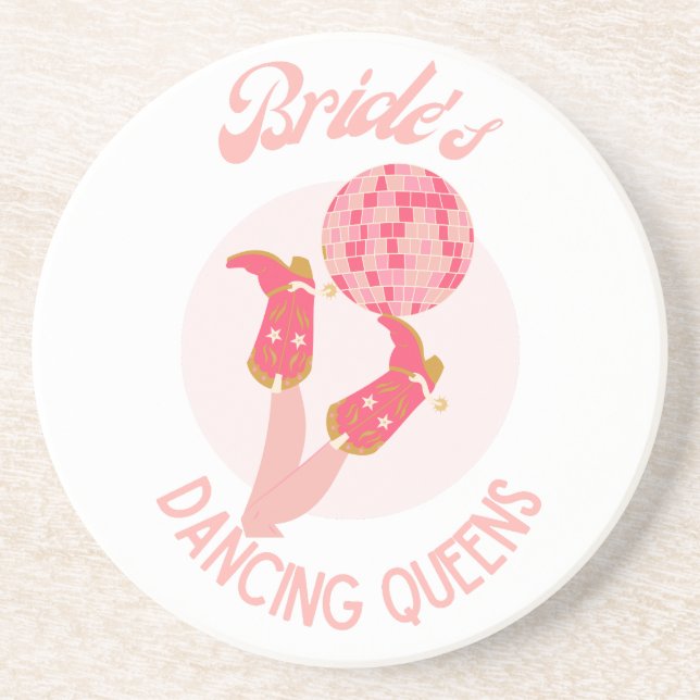 Retro 70s Bride’s Dancing Queens Bachelorette  Coaster (Front)