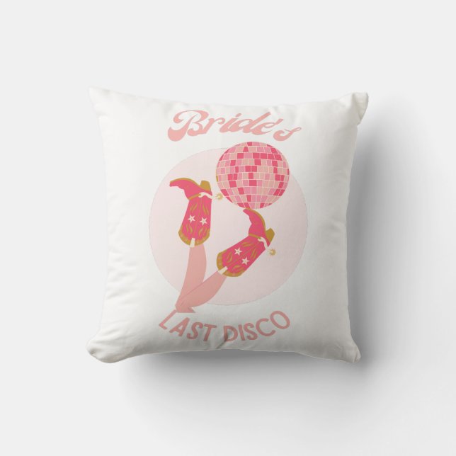 Retro 70s Bride’s Last Disco Bachelorette Party Cushion (Front)