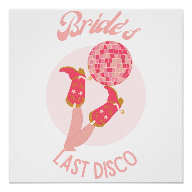 Retro 70s Bride’s Last Disco Bachelorette Party Poster (Front)