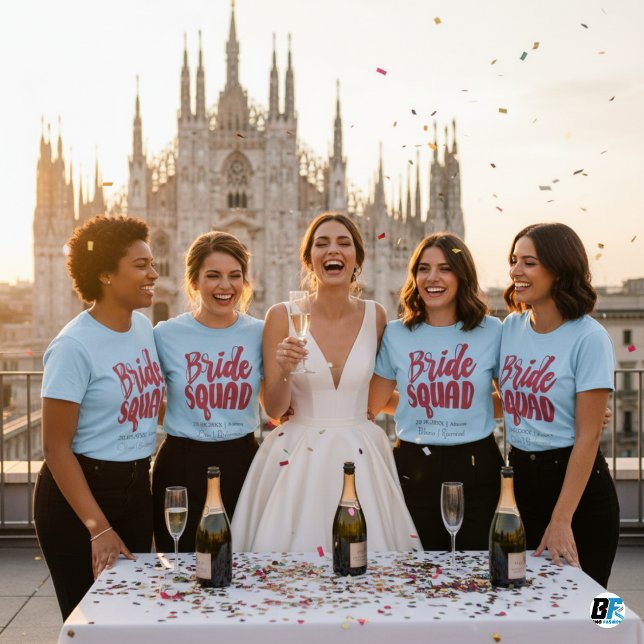 Retro 70s Bride Squad Bridesmaid Name Bachelorette T-Shirt (Creator Uploaded)