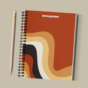 Retro 70s Burnt Orange Groovy Hippie Personalised Notebook