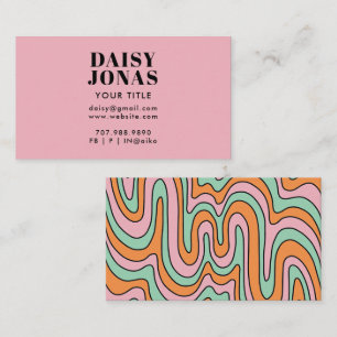Retro 70's Business Card Abstract Pink