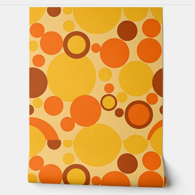 Retro 70s Circle Pattern in Orange Brown  Wallpaper (Unrolling)