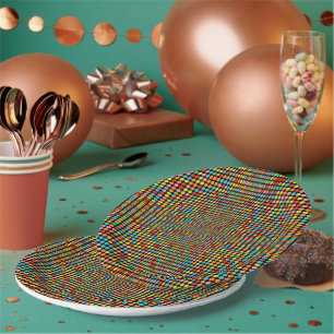 Retro 70s Colourful Op Art Circles Paper Plates