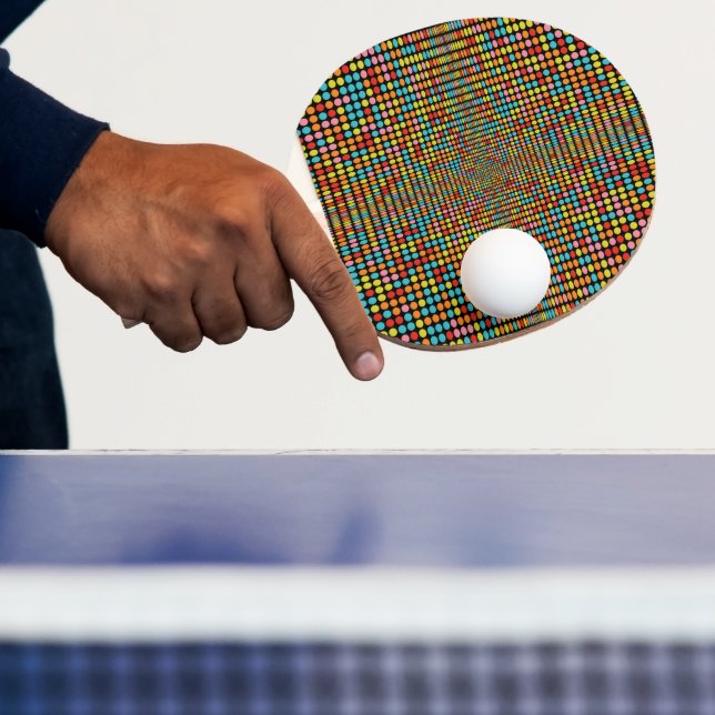 Retro 70s Colourful Op Art Ping Pong Paddle (Insitu)