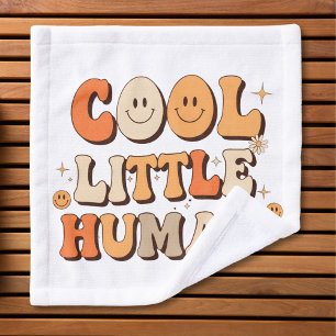 Retro 70s "Cool Little Human" Smiling Face Groovy Wash Cloth