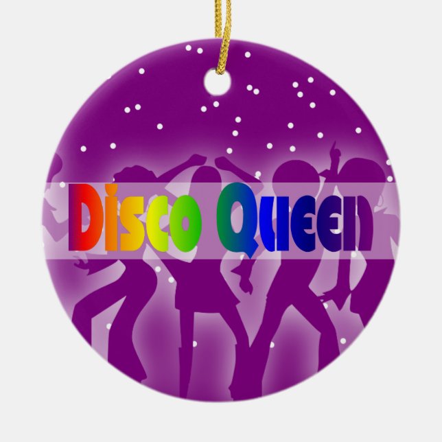 Retro 70s Decade | Rainbow Disco Queen Dancers Ceramic Tree Decoration (Front)
