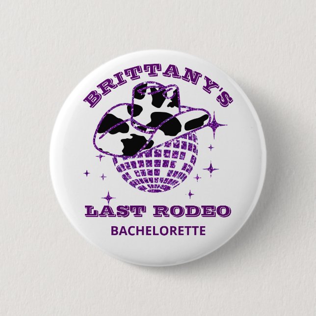 Retro 70s Disco Cowgirl Bachelorette Party 6 Cm Round Badge (Front)