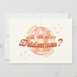 Retro 70s Disco Custom Bridesman Proposal Card