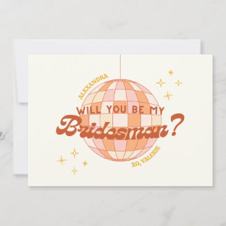 Retro 70s Disco Custom Bridesman Proposal Card