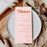 Retro 70s Disco Red Orange Pink Wedding Menu<br><div class="desc">The "Boho Retro Disco Red Pink Orange Wedding Menu" is a vibrant and eclectic addition to any retro-inspired celebration. Fully customisable and personalised, this menu adds a touch of boho charm to your wedding table decor. Perfect for retro-themed weddings, whether you're going for a western retro vibe or a funky...</div>