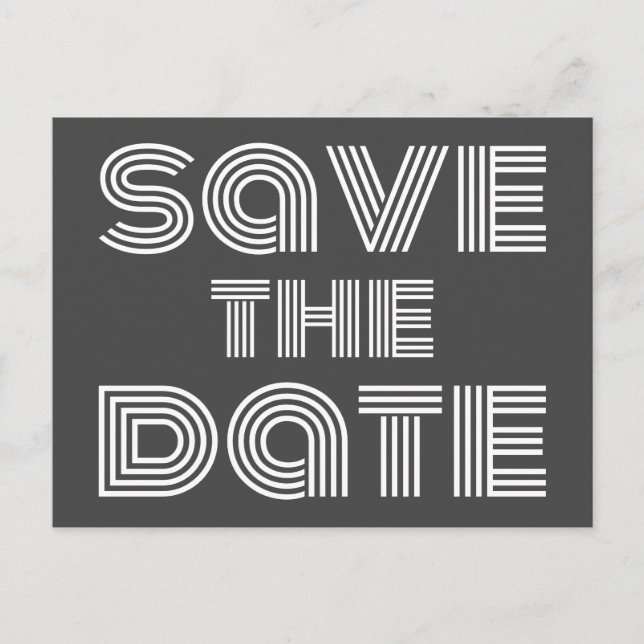 Retro 70s Disco Style Black White Save The Date Postcard (Front)