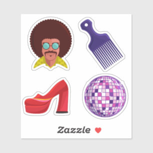 Retro 70's Disco Themed Custom-Cut Vinyl Stickers