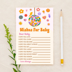 Retro 70's Disco Wishes For Baby Shower Activity Stationery