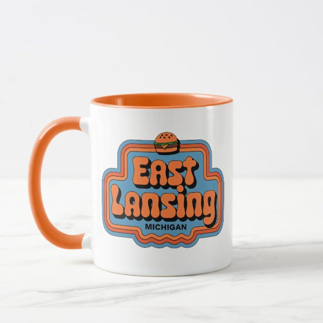 Retro 70s East Lansing Michigan Vintage Coffee Mug (Left)