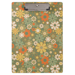 Retro 70s Floral Boho Pattern Clipboard