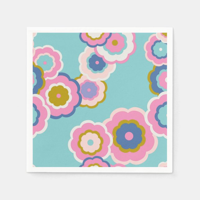 Retro 70s Floral Boho Pattern Napkin (Front)