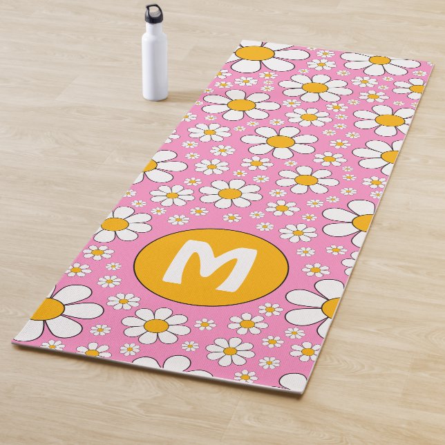 Retro 70s Floral Monogram Yoga Mat (In Situ)