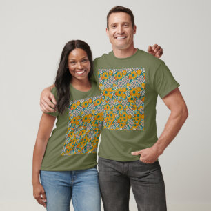 Retro 70s Floral Patchwork Pattern T-Shirt