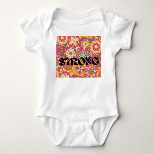 Retro 70s Floral Patchwork Stay Strong Aesthetic T Baby Bodysuit