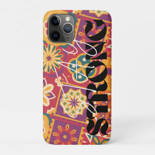 Retro 70s Floral Patchwork Stay StrongEmbrace vib iPhone 11 Pro Case