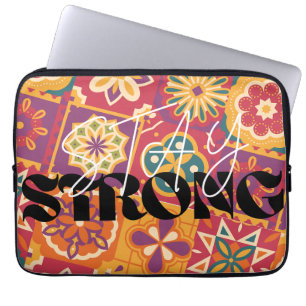 Retro 70s Floral Patchwork Stay StrongEmbrace vib Laptop Sleeve
