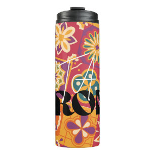 Retro 70s Floral Patchwork Stay StrongEmbrace vib Thermal Tumbler