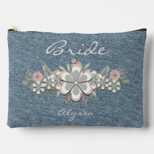 Retro 70's Flower Power Green-White Bride Accessory Pouch