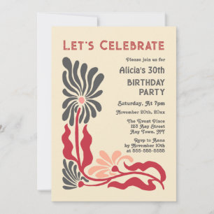 Retro 70s Funky Groovy Psychedelic Flower Birthday Invitation