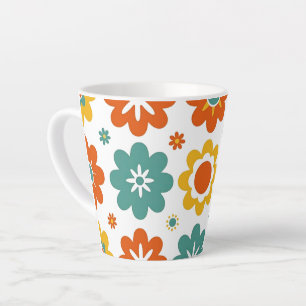Retro 70s Geometric Flower Power Boho Latte Mug