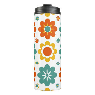 Retro 70s Geometric Flower Power Boho Thermal Tumbler