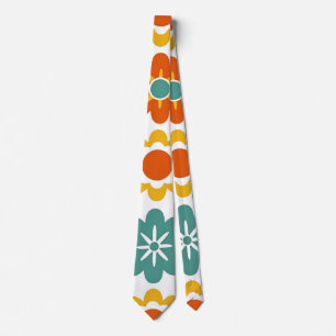 Retro 70s Geometric Flower Power Boho Tie