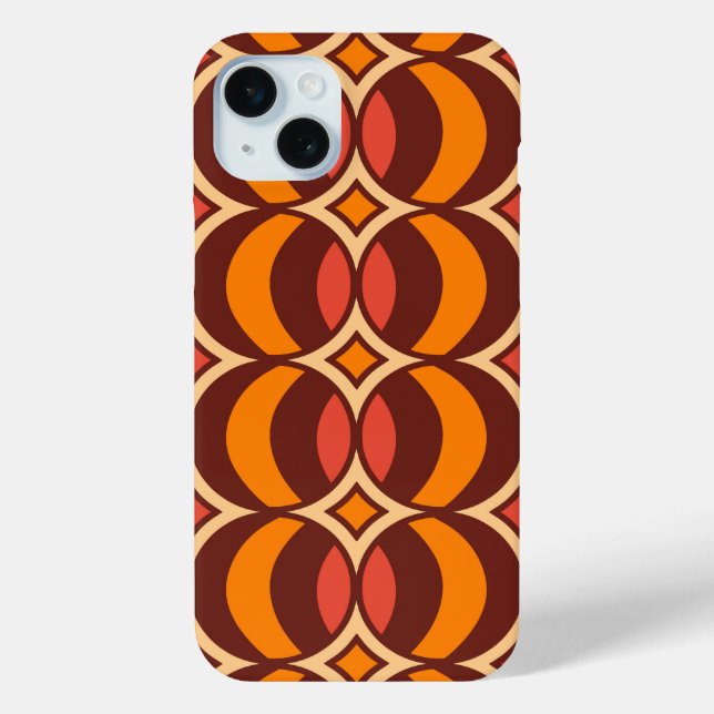 Retro 70s Geometric Globe Pattern Autumn Case-Mate iPhone Case (Back)