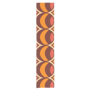 Retro 70s Geometric Globe Pattern Autumn Short Table Runner