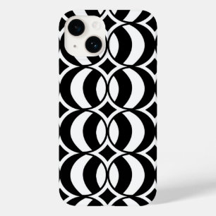 Retro 70s Geometric Globe Pattern Black & White Case-Mate iPhone 14 Case
